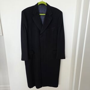 Hickey Freeman Black Wool Overcoat